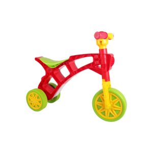 TechnoK walker roșu, o bicicletă de echilibru cu trei roți pentru copii mici, cu roți verzi și galbene - TechnoK