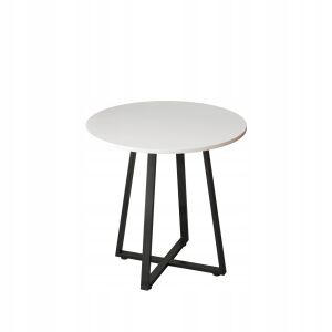 Măsuță de cafea albă KEREK IPARI cu bază metalică neagră, fotografie de studio - Mese de bar