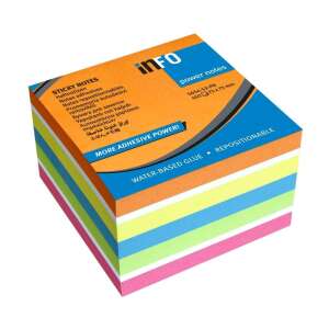 Bloc de notițe autocolante, 75x75mm, 450 de coli, portocaliu intens, galben, albastru, verde, roz 41314874 Carnete notițe