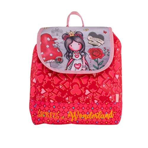 Plecak dziecięcy Santoro Gorjuss Finding My Way, czerwony z sercami i wzorem księżniczki