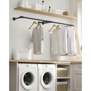 SONGMICS falra szerelhető ruhaállvány, 2 db-os készlet, falra szerelhető ruhatartó, gardrób, ipari stílusú, helytakarékos, 30 x 84 x 7 cm, 60 kg teherbírás, egyszerű telepítés, acél, fekete H 140757437 - Fogas