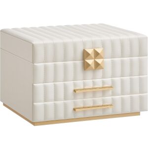 SONGMICS Cutie de bijuterii pe 3 nivele, cu oglinda si tavi detasabile, 22x24x16 cm, alb crem 140697325 - SONGMICS Cutii bijuterii