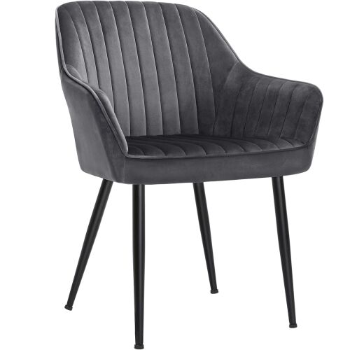 SONGMICS Scaun living tapitat din catifea cu cotiere, sarcina 110 kg, 63x60x85 cm, gri 125572658