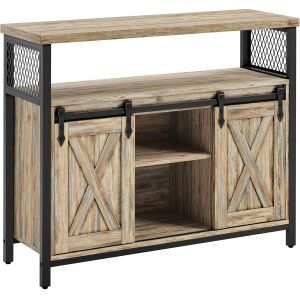 Bufet în stil rustic VASAGLE cu uși glisante de hambar și rafturi reglabile - Comode