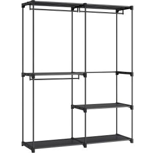 SONGMICS Dulap de haine portabil, cu 3 bare de agatat si rafturi, 138x43x182 cm, negru 125572792