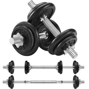 SONGMICS Sada nastaviteľných činiek a činiek, celá vyrobená z ocele, 20 kg 125572936 - Posilňovanie