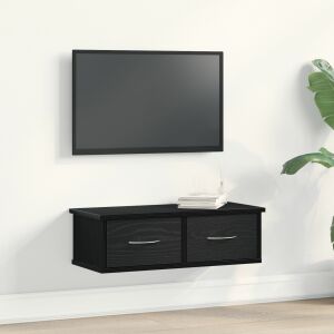 vidaXL Falra szerelhető Fiókos Polc Fekete Tölgy 60x26x18,5cm Mérnöki Fa