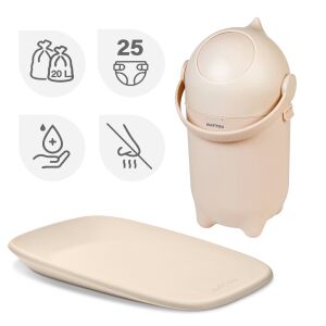 NATTOU Pelenkakosár Dropy és pelenkázó alátét Softy Bézs 50x70 cm 125590496 - Pelenkatartó vödör, zacskó