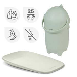 NATTOU Pelenkakosár Dropy és pelenkázó alátét Softy Green 50x70 cm 125590513 - Pelenkatartó vödör, zacskó