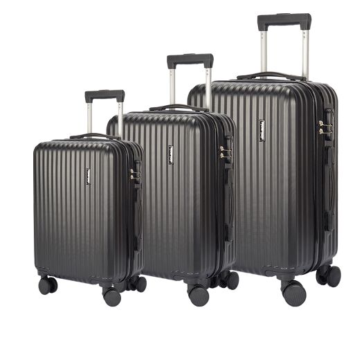 Dollcini Világjáró Fekete Bőrönd Szett - 28, 24, 20 hüvelykes Bőröndök