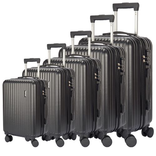 Dollcini, Világjáró Bőrönd 5db set, 28"24"20"18"16", 528281_E_5db, fekete