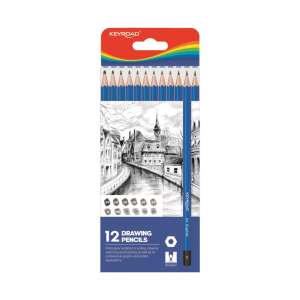 Keyroad 12 Drawing Pencils, set of 12 graphite pencils with different hardness, hexagonal, perfect for sketching, drawing, writing, and hatching - Keyroad