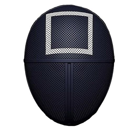 Set mit drei Karnevalsmasken, Squid Game, quadratisch, schwarz 125594815