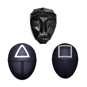Set trei masti pentru carnaval, Squid Game, Triunghi, Patrat, Lider, Negru 125594817 - Accesorii pentru îmbrăcăminte