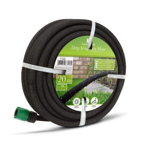 Porózus csepegtető öntözőtömlő gyorscsatlakozókkal, 20 m, fekete