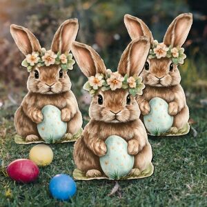 Nyomtatott dekorkarton - Nyuszkó kék tojással 3db/csomag