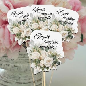 Nyomtatott dekorkarton - Anyák napjára .. virágos tábla - fehér 4db/csom