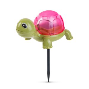 Ružová solárna záhradná lampa v tvare korytnačky, zelený pancier - Záhradná výzdoba