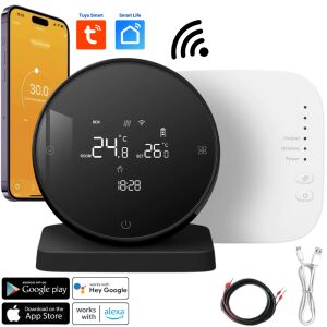 BIRAI® Smart Room Termosztát Interneten/okostelefonon keresztül vezérelhető Programozható WiFi Tuya vagy Smart Life App, Alexa és Google Home szolgáltatásból, Bármilyen központi fűtési rendsz 125602333 - Szobatermosztát