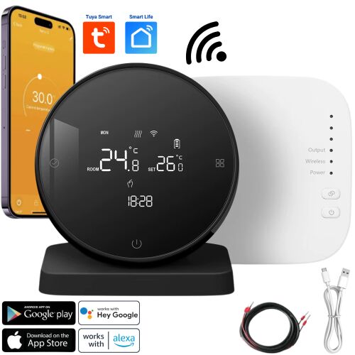 Inteligentný izbový termostat BIRAI® ovládaný cez internet/smartfón Programovateľné WiFi z aplikácie Tuya alebo Smart Life App, Alexa a Google Home, kompatibilný s akýmkoľvek systémom ústredn 125602333