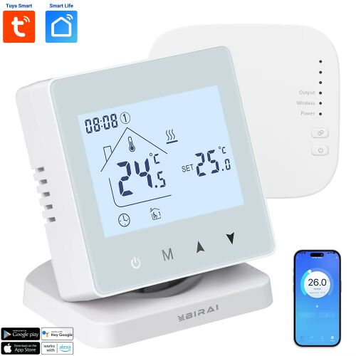 Inteligentný izbový termostat BIRAI® ovládaný cez internet/smartfón Programovateľné WiFi z aplikácie Tuya alebo Smart Life App, Alexa a Google Home, kompatibilné s akýmkoľvek systémom ústredn 125602332