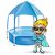 Cartoon character promoting Intex kids pool with canopy