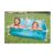Two girls playing in Intex square metal frame pool