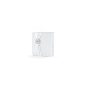 Esküvői fehér vendégkönyv rozettával - 22 lappal, 20,5 cm x 20.5 cm 125608516 - Ajándékötlet esküvőre