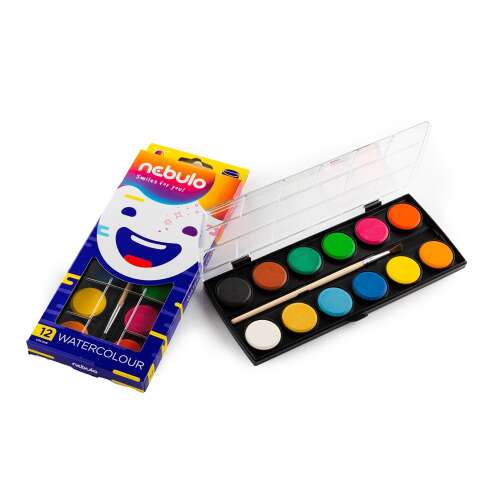 Nebulo 12 color watercolor paint set with brush, 28mm pans