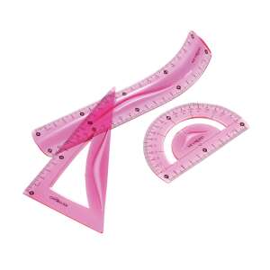 Keyroad 20cm flexible ruler set, pink, 3 pieces - Keyroad