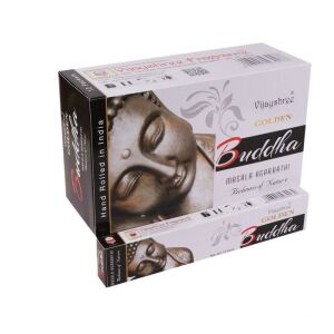 Golden Buddha Masala Agarbathi Räucherstäbchen, handgerollt in Indien, 12er Pack - Innenarchitektur