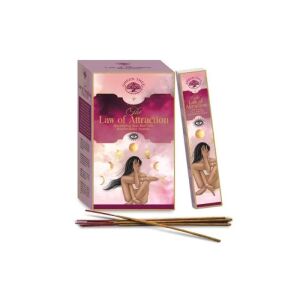 Green Tree Law of Attraction Manifestation Räucherstäbchen, eine Packung Räucherstäbchen mit einer Frau auf der Schachtel und einem Design aus Monden und Sternen - Innenarchitektur