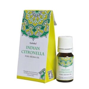 Goloka Indisches Citronella reines ätherisches Öl, 10 ml Flasche, ätherisches Öl für Aromatherapie, Diffusor und Insektenschutzmittel - Ätherisches Öl