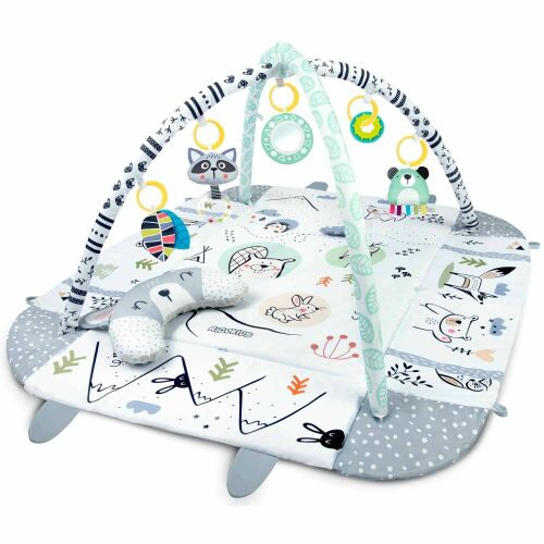 Ricokids 3in1 Erdei állatos Játszószőnyeg játékhíddal és párnával - Fehér, Szürke 179708983 - Bébitornázó és játszószőnyeg