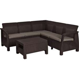 Zestaw mebli ogrodowych Corfu Relax w kolorze brązowym z ciepłymi poduszkami taupe 41317544 - Zestaw ogrodowy