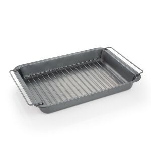 DELÍCIA baking sheet with rack, 40 x 28 cm, angled view - Baking sheet