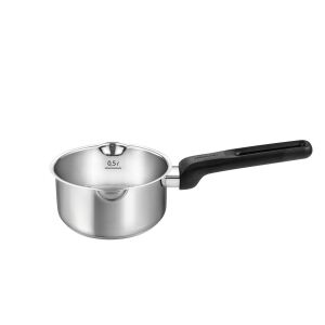 BRAVA 14cm stainless steel saucepan with pouring spouts and black handle - Cookware & bakeware