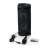 Black portable Bluetooth speaker with microphone and accessories