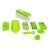 Nice Dicer Plus vegetable slicer set, green and white, with all parts laid out on a white background