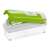 Nice Dicer Plus vegetable slicer, green and white, closed, angled view