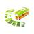 Nice Dicer Plus vegetable slicer set, green and white, with all parts laid out on a white background