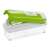 Nice Dicer Plus vegetable slicer, green and white, closed, angled view