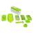 Nice Dicer Plus vegetable slicer set, green and white, with all parts laid out on a white background