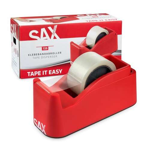 SAX Packbandabroller, Tischgerät, mit Packband, SAX "729", rot