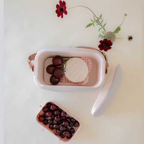 Хладилна чанта Polarbox Gold 20 литра с храна и напитки, отворен капак, цвят taupe