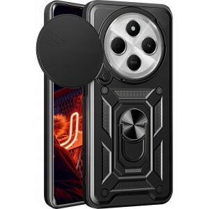 Xiaomi Redmi 14C / Redmi A4 / Poco C75 hátlap tok, telefon tok, kitámasztható, mágneses, ütésálló, fekete, Defender Slide