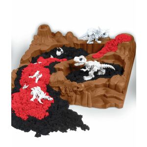 Kinetic Sand Dino Dig Fossiles Dino Excavation de fosiles játékkészlet dinoszaurusz csontvázakkal és piros és fekete homokkal - Spin Master