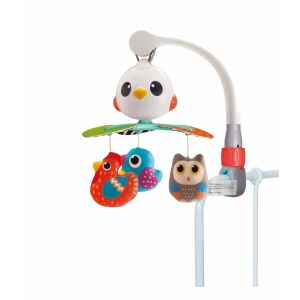 Zenés körhinta madarakkal, babaágyba, 360 fokos forgás, 10 dallam, megnyugtató hangok, színes, serkenti a kíváncsiságot, a tanulást és a játékot - Hola