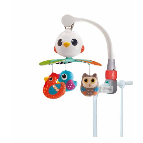 Zenés körhinta madarakkal, babaágyba, 360 fokos forgás, 10 dallam, megnyugtató hangok, színes, serkenti a kíváncsiságot, a tanulást és a játékot