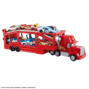 Disney Pixar Cars Mack Transporter játék teherautó, teljesen tele több játék autóval - Mattel